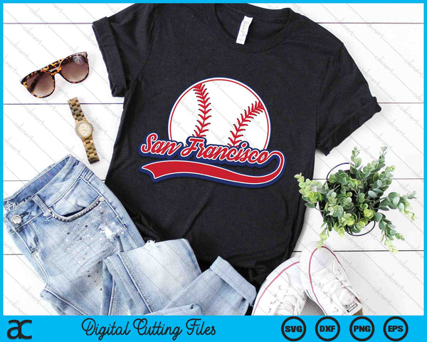 Vintage San Francisco Cityscape Baseball SVG PNG Digital Cutting Files
