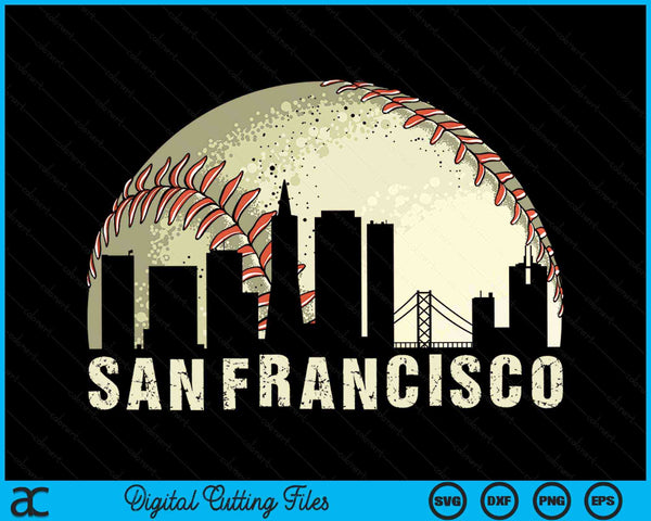 Vintage San Francisco Cityscape Baseball Lover SVG PNG Digital Cutting Files