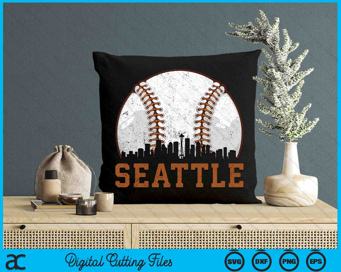 Vintage Seattle Cityscape Baseball SVG PNG Digital Printable Files Vintage Seattle Cityscape Baseball SVG PNG Digital Printable Files