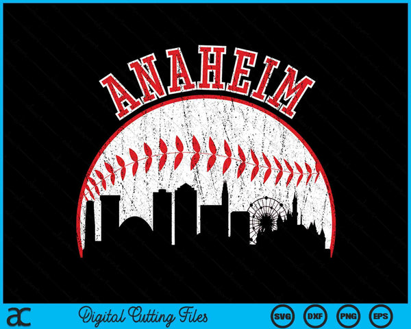 Vintage Skyline Anaheim Baseball SVG PNG Digital Cutting Files