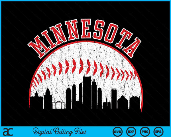 Vintage Skyline Minnesota Baseball SVG PNG Digital Cutting Files