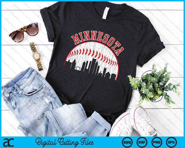 Vintage Skyline Minnesota Baseball SVG PNG Digital Cutting Files