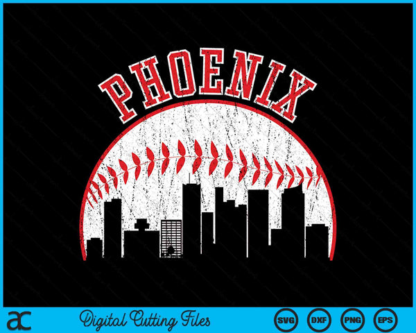 Vintage Skyline Phoenix Baseball SVG PNG Digital Cutting Files