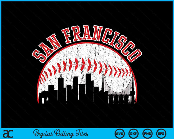 Vintage Skyline San Francisco Baseball SVG PNG Digital Cutting Files