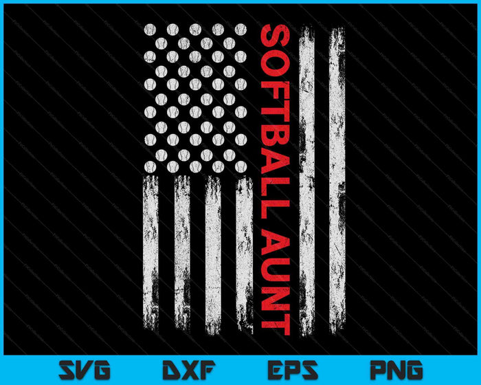 Vintage Softball Aunt USA Flag SVG PNG Digital Printable Files Vintage Softball Aunt USA Flag SVG PNG Digital Printable Files