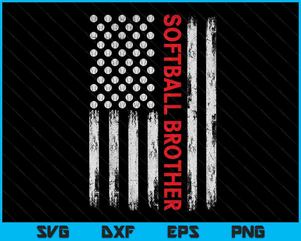 Vintage Softball Brother USA Flag SVG PNG Digital Printable Files