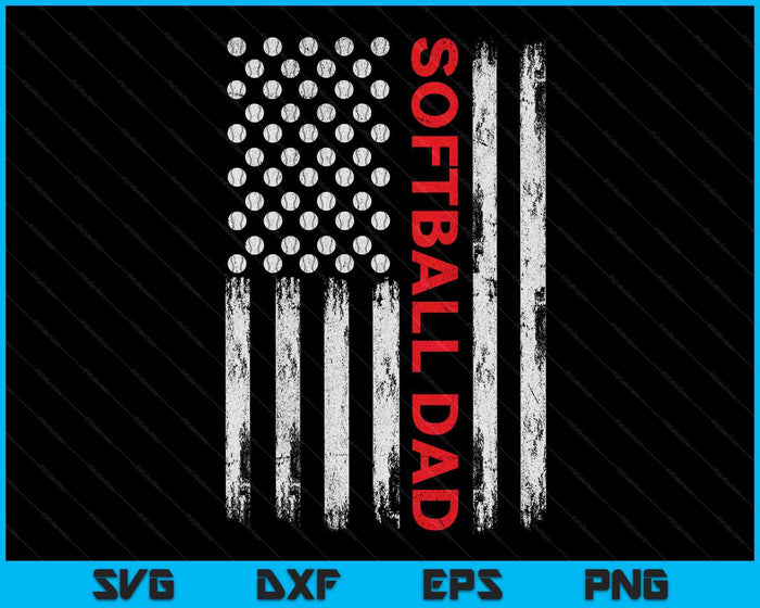 Vintage Softball Dad USA Flag SVG PNG Digital Printable Files Vintage Softball Dad USA Flag SVG PNG Digital Printable Files