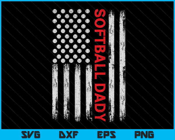 Vintage Softball Dady USA Flag SVG PNG Digital Printable Files