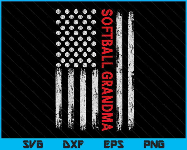 Vintage Softball Grandma USA Flag SVG PNG Digital Printable Files