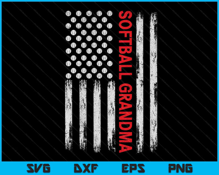 Vintage Softball Grandma USA Flag SVG PNG Digital Printable Files Vintage Softball Grandma USA Flag SVG PNG Digital Printable Files