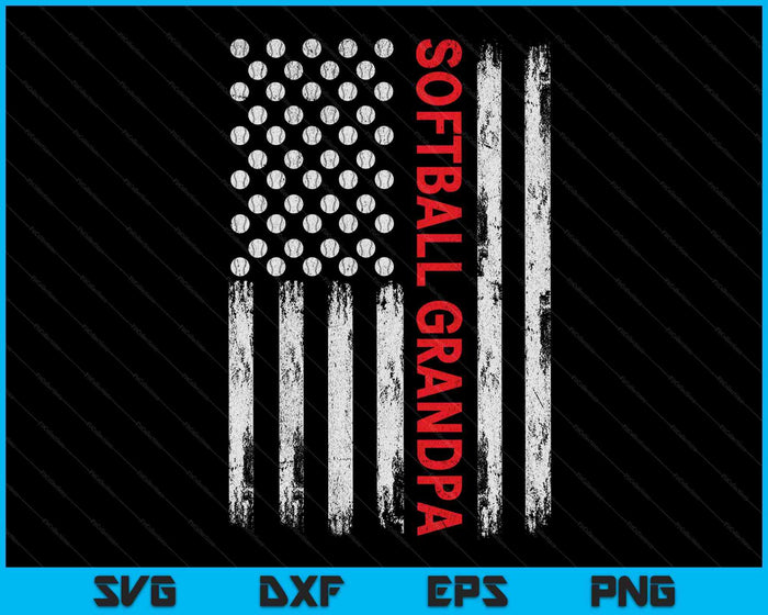Vintage Softball Grandpa USA Flag SVG PNG Digital Printable Files Vintage Softball Grandpa USA Flag SVG PNG Digital Printable Files