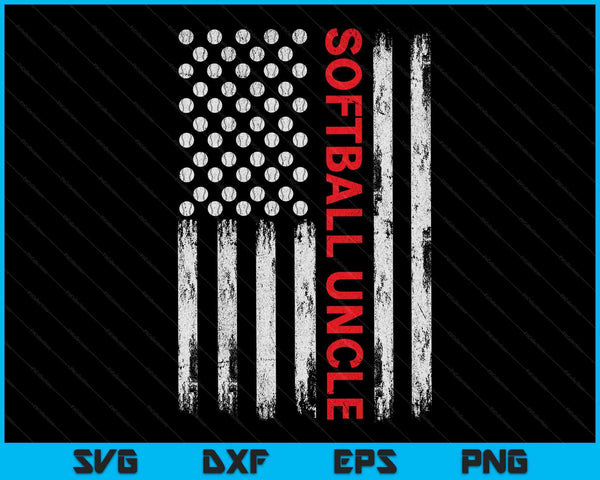 Vintage Softball Uncle USA Flag SVG PNG Digital Printable Files