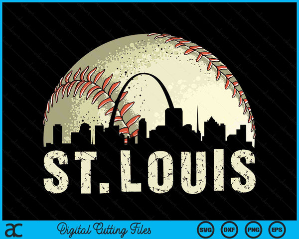 Vintage St Louis Cityscape Baseball Lover SVG PNG Digital Cutting Files
