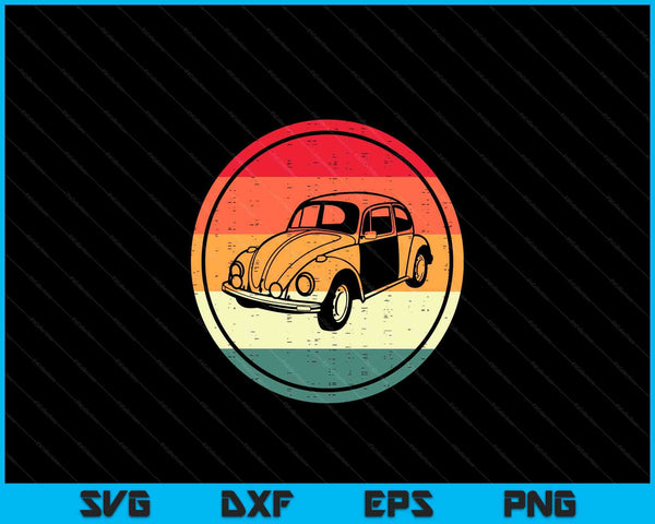 Vintage Sun Retro Sunset Tuning Beetle Car Vintage Car SVG PNG Digital Cutting Files