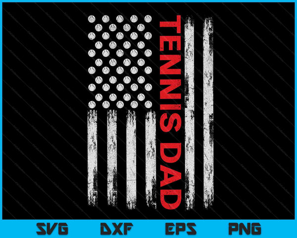 Vintage Tennis Dad USA Flag SVG PNG Digital Printable Files