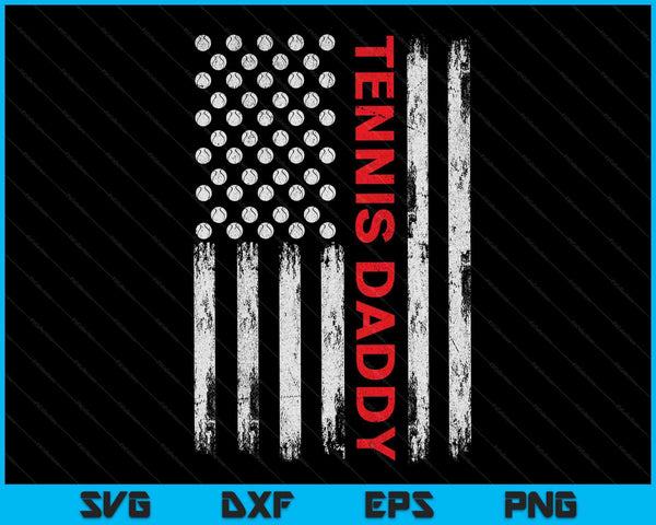 Vintage Tennis Daddy USA Flag SVG PNG Digital Printable Files