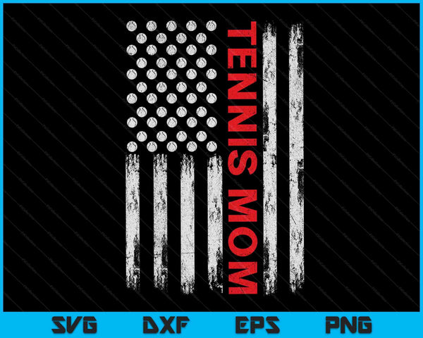 Vintage Tennis Mom USA Flag SVG PNG Digital Printable Files