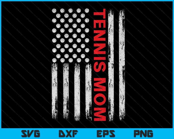 Vintage Tennis Mom USA Flag SVG PNG Digital Printable Files Vintage Tennis Mom USA Flag SVG PNG Digital Printable Files