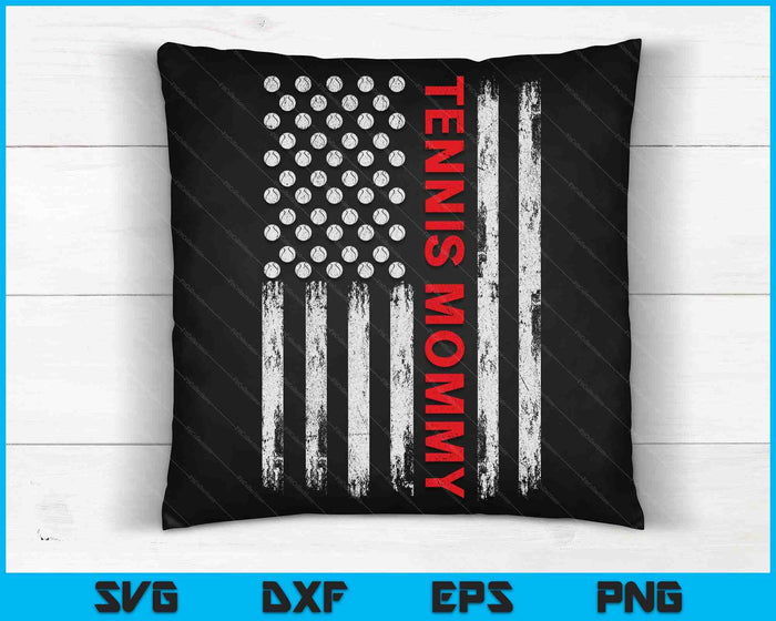Vintage Tennis Mommy USA Flag SVG PNG Digital Printable Files Vintage Tennis Mommy USA Flag SVG PNG Digital Printable Files