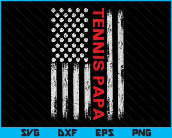 Vintage Tennis Papa USA Flag SVG PNG Digital Printable Files