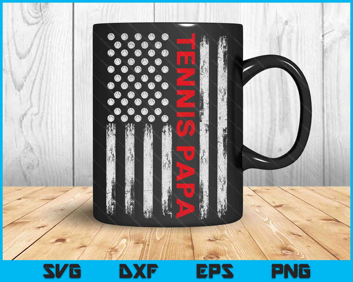 Vintage Tennis Papa USA Flag SVG PNG Digital Printable Files Vintage Tennis Papa USA Flag SVG PNG Digital Printable Files