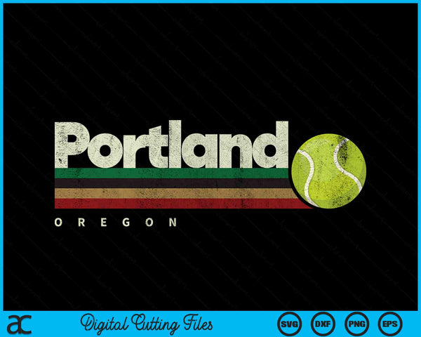Vintage Tennis Portland City Tennis Retro Stripes SVG PNG Digital Cutting Files