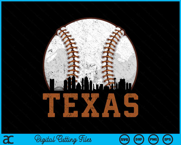 Vintage Texas Cityscape Baseball SVG PNG Digital Printable Files