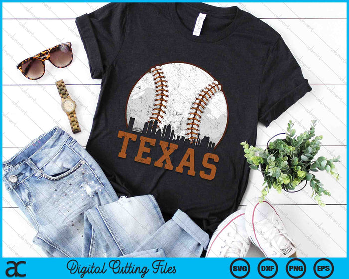 Vintage Texas Cityscape Baseball SVG PNG Digital Printable Files Vintage Texas Cityscape Baseball SVG PNG Digital Printable Files