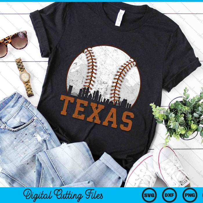 Vintage Texas Cityscape Baseball SVG PNG Digital Printable Files Vintage Texas Cityscape Baseball SVG PNG Digital Printable Files