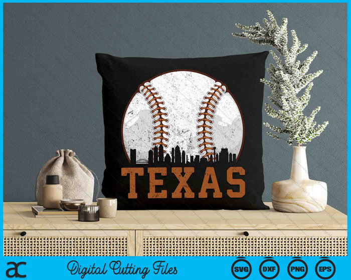 Vintage Texas Cityscape Baseball SVG PNG Digital Printable Files Vintage Texas Cityscape Baseball SVG PNG Digital Printable Files