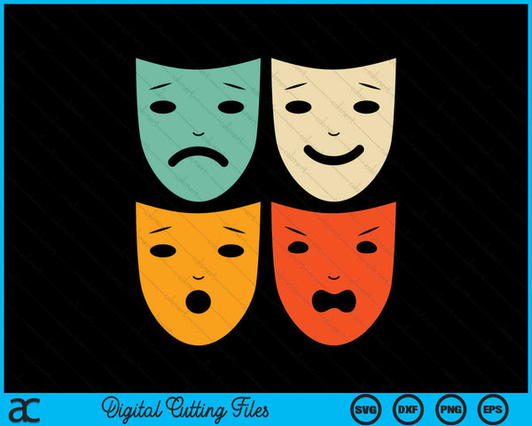 Vintage Theatre Masks SVG PNG Digital Cutting Files
