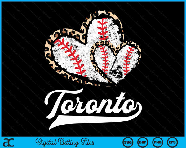 Vintage Toronto Baseball Leopard Heart Baseball Fans SVG PNG Digital Cutting Files