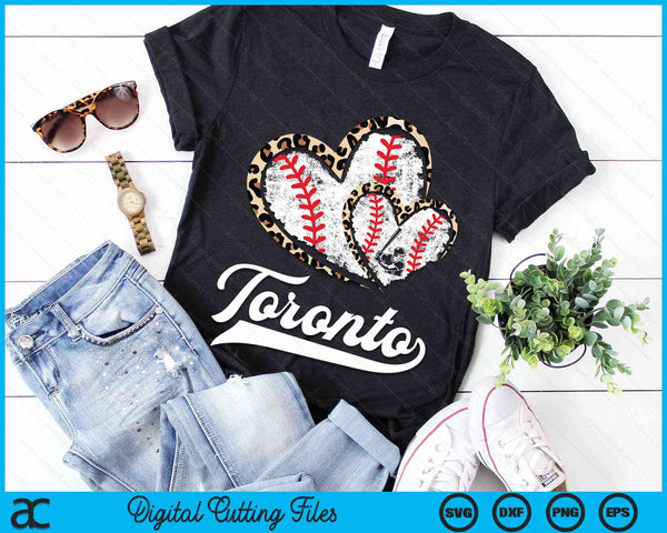 Vintage Toronto Baseball Leopard Heart Baseball Fans SVG PNG Digital Cutting Files