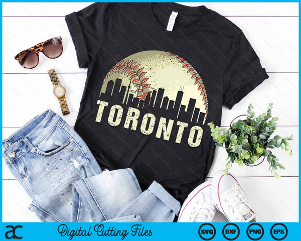 Vintage Toronto Cityscape Baseball Lover SVG PNG Cutting Printable Files