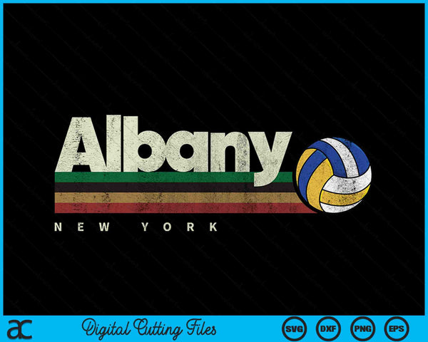 Vintage Volleyball Albany City Volleyball Retro Stripes SVG PNG Digital Cutting Files