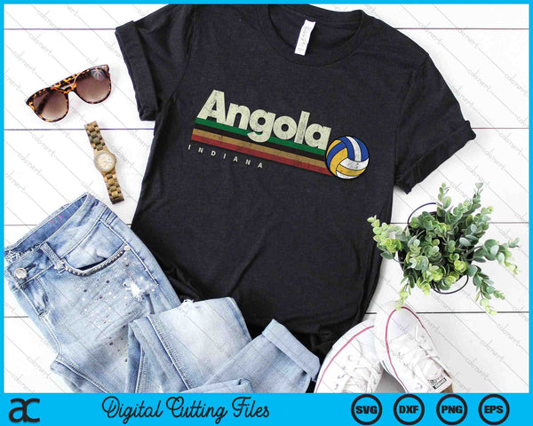 Vintage Volleyball Angola City Volleyball Retro Stripes SVG PNG Digital Cutting Files