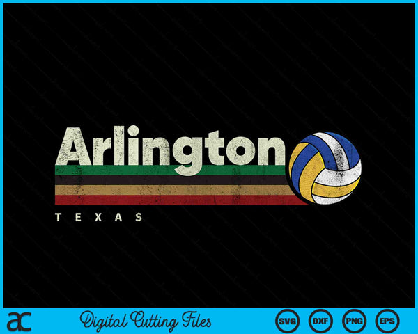 Vintage Volleyball Arlington City Volleyball Retro Stripes SVG PNG Digital Cutting Files