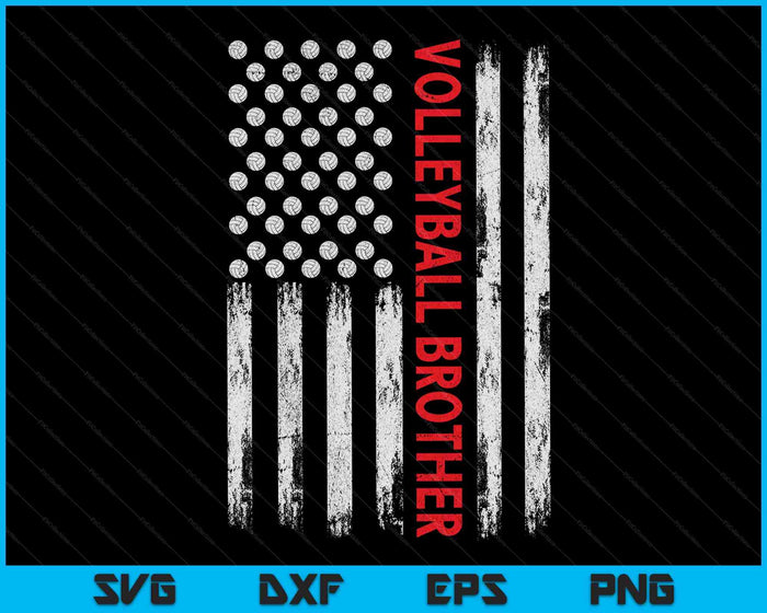 Vintage Volleyball Brother USA Flag SVG PNG Digital Printable Files Vintage Volleyball Brother USA Flag SVG PNG Digital Printable Files