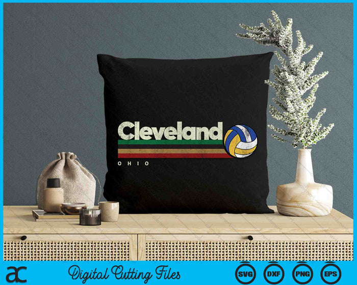 Vintage Volleyball Cleveland City Volleyball Retro Stripes SVG PNG Digital Cutting Files Vintage Volleyball Cleveland City Volleyball Retro Stripes SVG PNG Digital Cutting Files