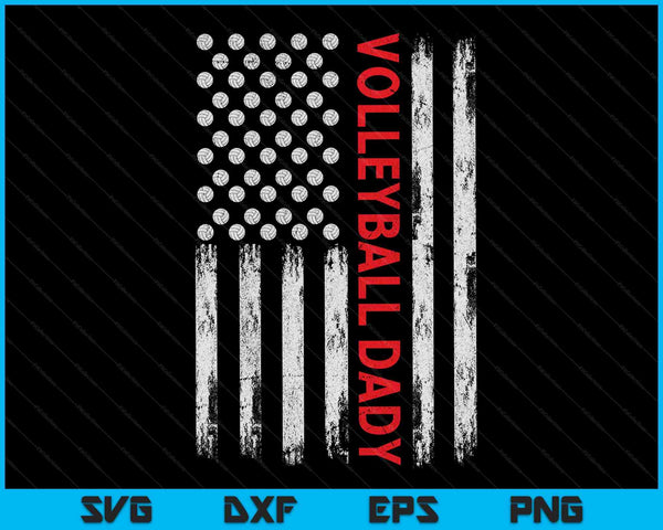 Vintage Volleyball Dady USA Flag SVG PNG Digital Printable Files
