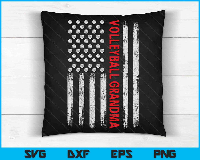 Vintage Volleyball Grandma USA Flag SVG PNG Digital Printable Files Vintage Volleyball Grandma USA Flag SVG PNG Digital Printable Files