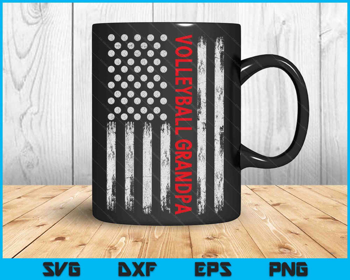 Vintage Volleyball Grandpa USA Flag SVG PNG Digital Printable Files Vintage Volleyball Grandpa USA Flag SVG PNG Digital Printable Files