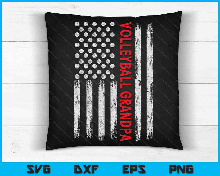 Vintage Volleyball Grandpa USA Flag SVG PNG Digital Printable Files Vintage Volleyball Grandpa USA Flag SVG PNG Digital Printable Files