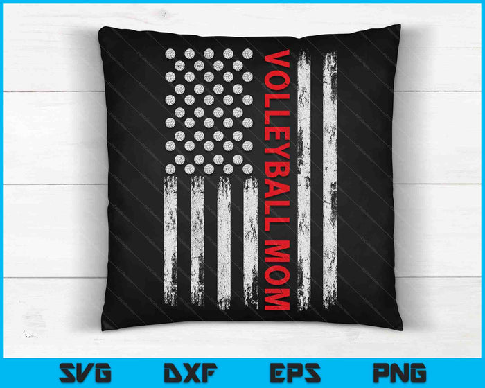 Vintage Volleyball Mom USA Flag SVG PNG Digital Printable Files Vintage Volleyball Mom USA Flag SVG PNG Digital Printable Files