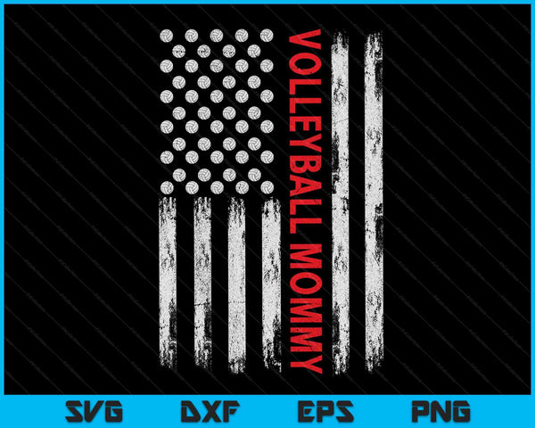 Vintage Volleyball Mommy USA Flag SVG PNG Digital Printable Files