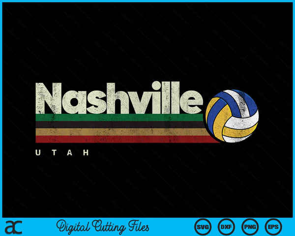Vintage Volleyball Nashville City Volleyball Retro Stripes SVG PNG Digital Cutting Files