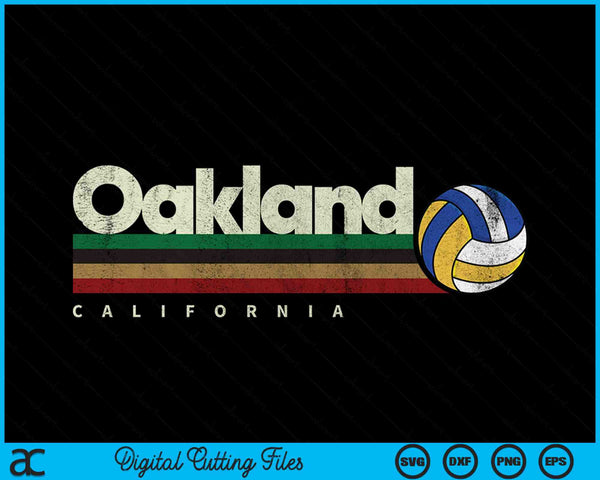 Vintage Volleyball Oakland City Volleyball Retro Stripes SVG PNG Digital Cutting Files
