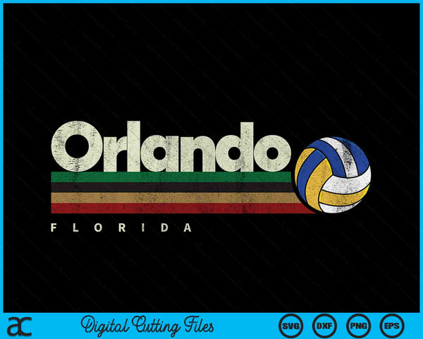 Vintage Volleyball Orlando City Volleyball Retro Stripes SVG PNG Digital Cutting Files
