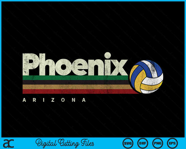 Vintage Volleyball Phoenix City Volleyball Retro Stripes SVG PNG Digital Cutting Files