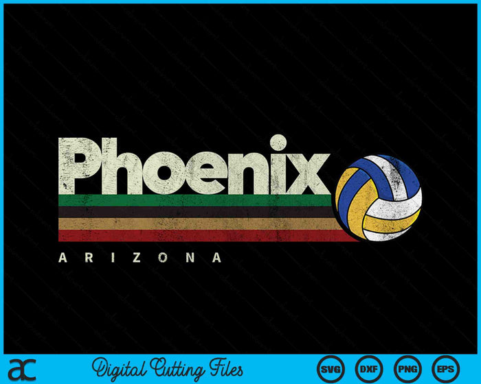 Vintage Volleyball Phoenix City Volleyball Retro Stripes SVG PNG Digital Cutting Files Vintage Volleyball Phoenix City Volleyball Retro Stripes SVG PNG Digital Cutting Files